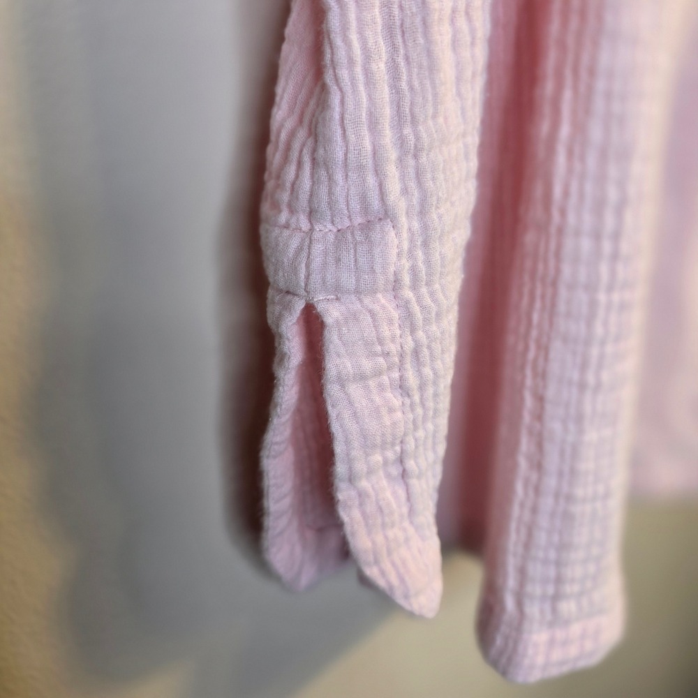 Pure Jill Cotton Gauze Button Top Womens Small Pale Pink Double 3/4 Sleeves - Picture 4 of 11